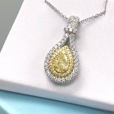 Excited to share the latest addition to my #etsy shop: 0.87 CT Pear Shaped Diamond Necklace, Natural Fancy Yellow Pear Cut Diamond Pendant Necklace 14k White Gold, Round Brilliant Cut Diamonds https://etsy.me/3HHnxCv #yellow #pear #doublehalo #artdeco #whitegold #women Pear Cut Diamond, Double Halo, Diamond Pendant Necklace, Yellow Diamond, Pear Cut