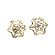 These delightful gold earrings feature a whimsical spider web design with a sparkling diamond at the centre, adding a touch of elegance. Perfect for young girls, they are ideal for everyday wear or special occasions like birthdays and family gatherings, bringing a playful yet sophisticated charm to any outfit. THE STONES- These earrings consist of round diamonds weighing 0.02 carats. There is a total of 2 pieces of round diamonds. All diamonds are HI colour and SI clarity. We only use natural, c Whimsical Spider, Spider Web Design, Earrings For Girls, Sparkling Diamond, Art Deco Diamond, Diamond Gold, Girls Earrings, Color Dorado, Dream Jewelry