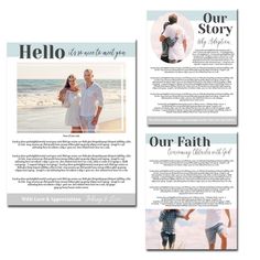 two page brochure with the words, our faith and an image of a couple walking