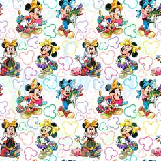 mickey and minnie mouses with hearts on a white background seamless wallpaper pattern