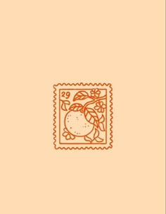 an orange stamp with a fruit on it