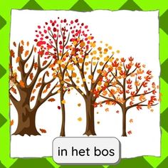 an image of trees with leaves on them in the words in het bos