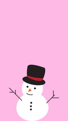 a pink background with a snowman wearing a top hat