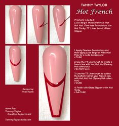 Tammy Taylor TTN Hot French Step By Step Bundle How To Do French Nails Step By Step, French Nails Step By Step, Diy Nail Designs Step By Step, Nails Art Summer, Nail Painting Tips, Nails Practice, Nail Stones, Latest Nails