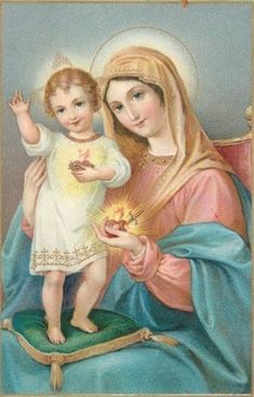 an image of the virgin mary and child jesus