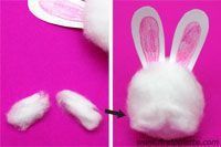 there are two pictures of the same bunny's head and one is made out of cotton