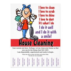 a house cleaning flyer with an image of a woman