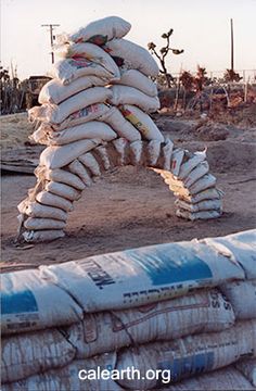 piles of sand bags stacked on top of each other