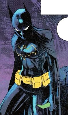 the batman is standing in front of an empty speech bubble