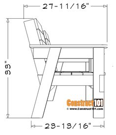 a drawing of a table and chair with measurements