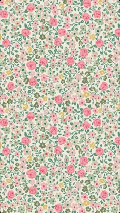 a floral pattern with pink flowers and green leaves