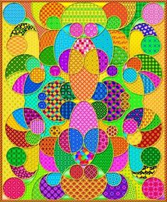 an art work with many different colors and patterns on it, including circles in the center