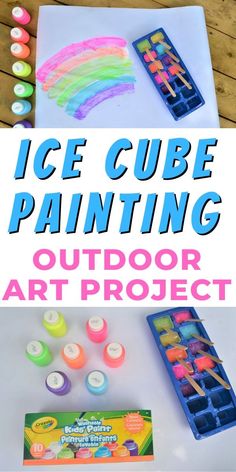 the ice cube painting outdoor art project is an easy and fun way to teach kids how to paint