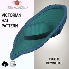 an image of a blue hat that is made out of paper and has the words victorian hat pattern on it