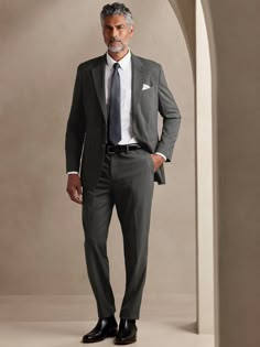 Modern Classic Heather Suit Trouser | Banana Republic Factory 50 Year Old Mens Suits, Stand Out Suits, Formal Dresses Boys, Cocktail Dress Classy Evening Men, Men Suit And Tie, Suits For Dark Skinned Men Classy, Charcoal Suit Combinations, Mens Wedding Guest Attire