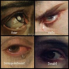 four different types of eyes with tears on them