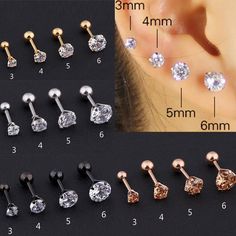 the different types of piercings are shown