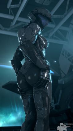 a sci - fi character standing in front of a spaceship