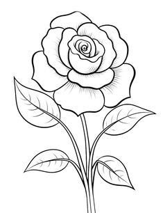 a black and white drawing of a rose