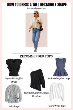 Rectangle Body Shape Fashion, Body Type Clothes, Female Posture, Rectangle Body Type, Rectangle Body Shape Outfits, Romantic Body Type, Apple Body Shape Outfits, Types Of Body Shapes, Body Shape Outfits