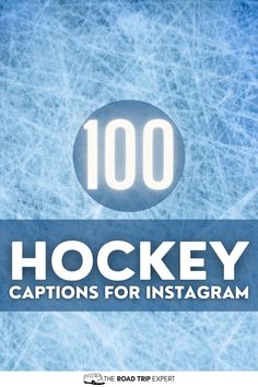 the cover of hockey captions for instagramm, featuring an image of ice