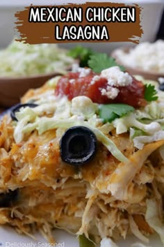 mexican chicken lasagna on a white plate