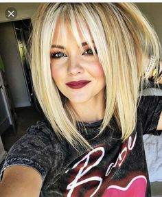 Tuns Bob Lung, Dunner Wordend Haar, Blonde Hair With Bangs, Blonde Bob Hairstyles, Bob Hairstyles With Bangs, Long Bob Haircuts, Hair 2018, Long Bob Hairstyles, Blonde Bobs