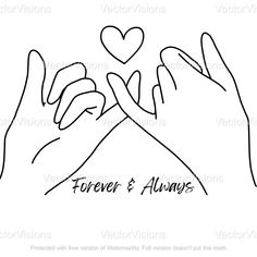 two hands holding a heart with the words forever and always