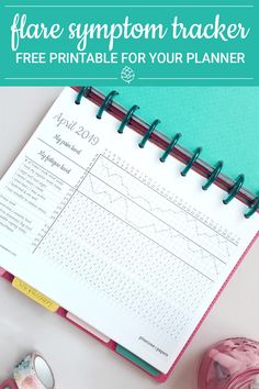 a notebook with the title track your flare symptoms with this free printable