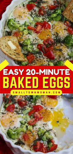 You're only 20 minutes away from this easy breakfast idea! Whether prepared in a shallow casserole or in ramekins, these baked eggs are elegant enough for company. Check out how to customize this Easter brunch recipe! Work Food, Weekday Breakfast, Company Check, Egg Bake, Easter Brunch Food, Brunch Recipe, Work Meals