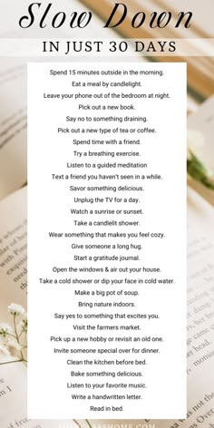 Find little moments throughout your days to seek peace, solitude, and rest. In just 30 days of small actions, you'll feel more grounded and more deeply connected with yourself. Grab the full slow living challenge printable to kickstart your simple, seasonal life at the link below. Challenge 30 Days, Enjoy The Present, Practicing Self Love, Seek Peace, Self Care Bullet Journal, Planner Pdf, Get My Life Together, The Present Moment