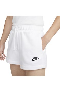 Nike Sporty Shorts With Drawstring, Sporty Nike Shorts With Drawstring, Cotton Drawstring Sportswear Shorts, Nike Comfortable Athletic Shorts, Nike Lounge Shorts With Pockets, Nike Loungewear Shorts With Pockets, Nike Shorts With Pockets For Loungewear, Nike Relaxed Fit Cotton Shorts, Comfortable Nike Cotton Shorts