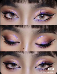 Mekap Mata, New Year's Makeup, Cute Eye Makeup, Rave Makeup, Inspiration Tattoos, Purple Makeup, Smink Inspiration, Ethereal Makeup, Eye Makeup Designs