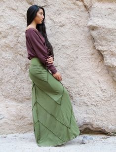 Flora - Flattering accent lines invoking the beauty of a leaf. Shape - A simple A-line design, the Simplicity is a staple garment you will reach for again and again. Size - Order based on your HIP measurement Fabric Shown - Light Hemp/Organic Cotton Knit Color Shown - Spinach Gaia Conceptions, Bohemian Tops, Organic Clothing, Organic Fabrics, Clothing Care, Sustainable Clothing, Line Design, Cotton Knit, Travel Outfit