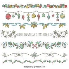 hand drawn christmas borders with ornaments