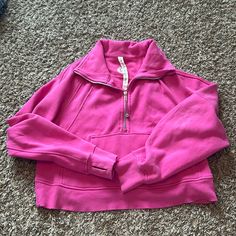 Lululemon Scuba Half-Zip Hoodie Size Xs/S Rare Sonic Pink Color In Very Good Condition No Stains Or Wear And Tear Preppy Color And So Cute For School Pink Lululemon Scuba, Red Scuba Lululemon, Lululemon Sonic Pink Scuba, Sonic Pink Lululemon, Lululemon Scuba Oversized Half-zip Hoodie, Lululemon Scuba, Half Zip Hoodie, Half Zip, Lululemon Athletica