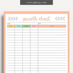 a printable growth chart with arrows on it