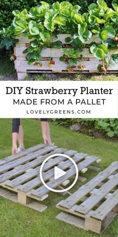 an old pallet is transformed into a diy garden planter made from wooden pallets