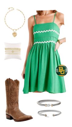 Baylor Gameday Outfit, Auburn University Game Day Outfits, Baylor University Game Day Outfit, Uc Berkeley Game Day, Baylor Outfits, Preppy Country, Baylor Shirt, Gameday Outfits, University Outfit