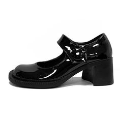 TAVIMART - Mary Jane Shoes Women's Single Shoes Retro Round Toe JK Japanese Leather Shoes Thick Heels Lolita Women's High Heels Black Ankle Strap Platform Court Shoes, Black Platform Court Shoes With Ankle Strap, Black Patent Leather Mary Jane Court Shoes, Patent Leather Platform Mary Janes With Pointed Toe, Pointed Toe Platform Mary Janes In Patent Leather, Black Closed Toe Mary Jane Court Shoes, Black Mary Jane Court Shoes With Closed Toe, Black Platform Heels With Round Toe, Black Closed Toe Heels With Heel Strap