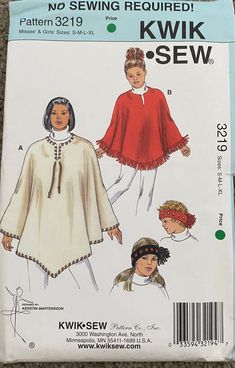 an adult and child's ponchy cape sewing pattern from kwik sew