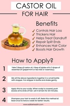 (ad) DIY Homemade hair growth oil for Hair accrual  beauty  homemade-hair-mask... Benefits Of Castor Oil, Castor Oil For Hair Growth, Oil For Hair Growth, Hair Growth Secrets, Castor Oil For Hair, Oil For Hair