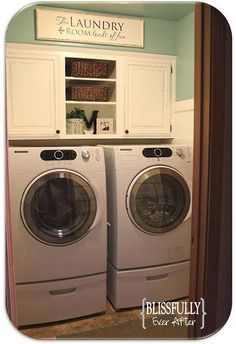 a washer and dryer in a laundry room