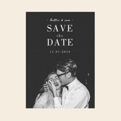 a black and white photo with the words save the date on it, in front of a