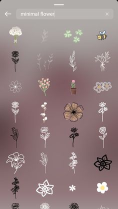 an iphone screen with flowers and plants drawn on it