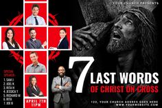 a poster for the 7 last words of christ on cross with images of men and women