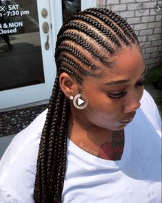 Summer Cornrows Black Hair, Cainrow Braids Hairstyles, Corn Rows With Braids, Crown Rows Braids, Corn Rows And Braids, Corn Row Braids Styles, Corn Row Hairstyles, Scalp Braids With Weave, Scalp Hairstyles