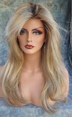 LONG ROOTED BLOND DESIGNER WIG FLOWING SOFT✮ BLOND BOMSHELL HEADS WILL TURN 567 Cap Pictures, Straight Updo, Blond Bombshell, Layered Haircuts With Bangs, Ombre Lace Front, Long Hair Wigs, Layered Hairstyles, Ombre Lace, Short Layered