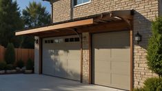 a garage with two doors on the side of it