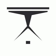 a black and white image of a table with two legs on it's side